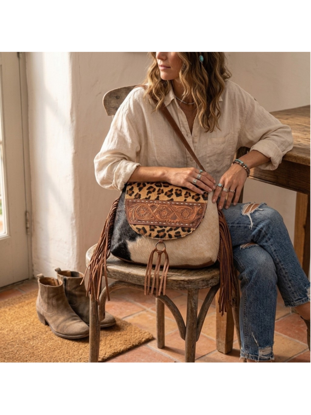 American Darling Western Chic Hair-On Hide Hobo